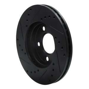 Ford Mustang Brake Rotor (1) - Front Right - R1 Concepts - Drilled & Slotted - Black - `94-`04